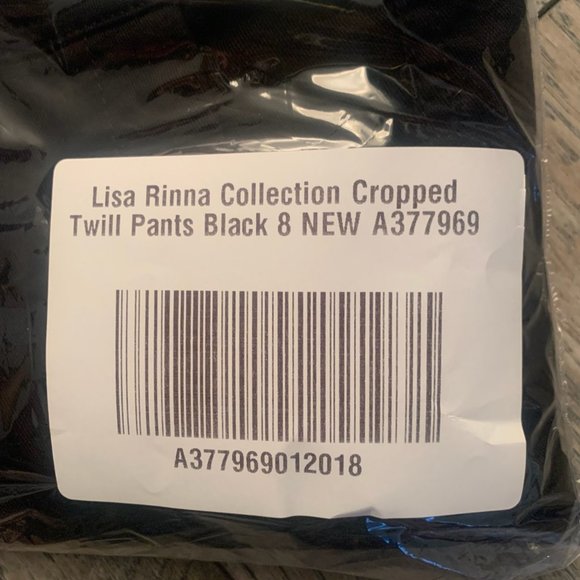 NWT LISA RINNA COLLECTION CROPPED TWILL PANTS BLACK 8 - Picture 9 of 10